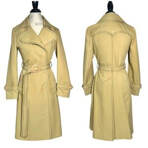 Arnold Manus | Women | Vtg 70s Attica Butter Yellow Fitted Trench Coat | Sz 10